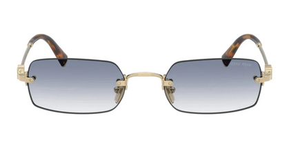 Miu Miu Logo MU B50S ZVN80O Square Sunglasses in Gold / Blue Gradient Lens