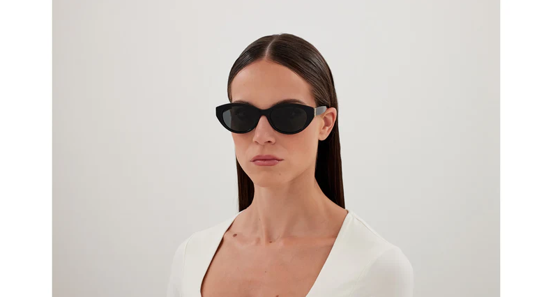 Saint Laurent SL M148 001 Sunglasses Women's Black/Grey Full Rim Oval Shape 54mm