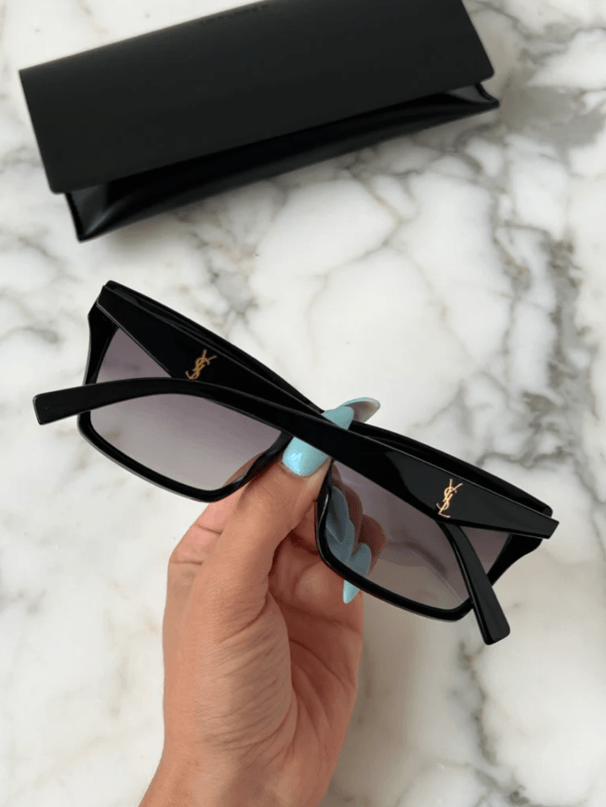 サングラス SAINT LAURENT Woman Sunglasses Black SLM144 001 Buy Saint Laurent SLM104 001 Black/Gray Gradient Rectangle