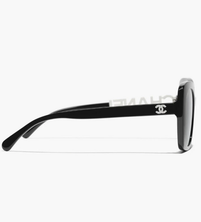 Authentic CHANEL CH5422B Women's Sunglasses, Black / White with Strass
