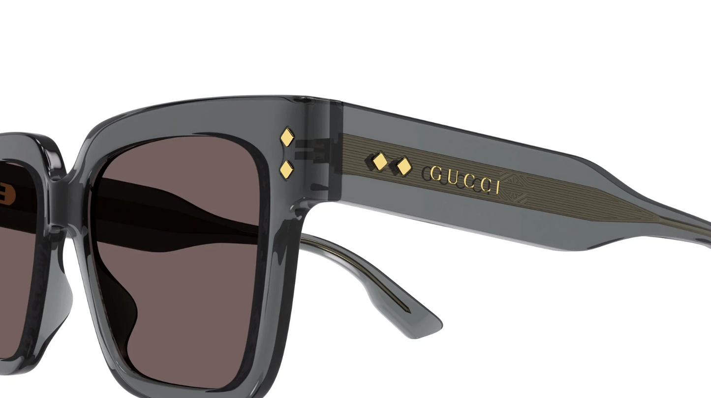 GUCCI GG1084S 004 Rectangular Squared Grey Dark Brown 54 mm Men's Sunglasses