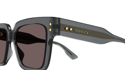 GUCCI GG1084S 004 Rectangular Squared Grey Dark Brown 54 mm Men's Sunglasses