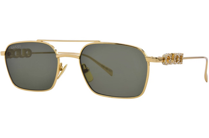Gucci GG1804S 001 Sunglasses Women's Gold/Grey Lenses Pilot Style 54-mm