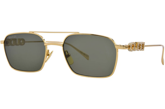 Gucci GG1804S 001 Sunglasses Women's Gold/Grey Lenses Pilot Style 54-mm
