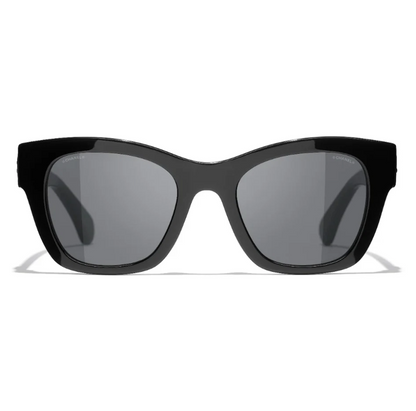 Chanel 5478 Black & Gold Square Heart Sunglasses