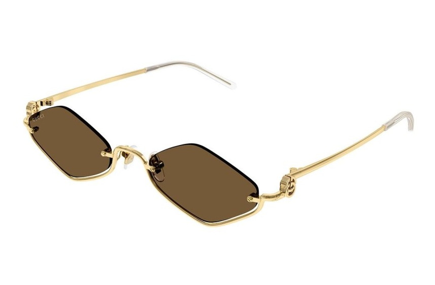 GUCCI GG1604S 002 Gold Brown Lens Rimless Women Sunglasses