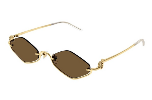 GUCCI GG1604S 002 Gold Brown Lens Rimless Women Sunglasses