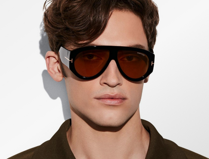 TOM FORD TF 1044 Bronson Sunglasses 01A Black Gray lenses 60 New