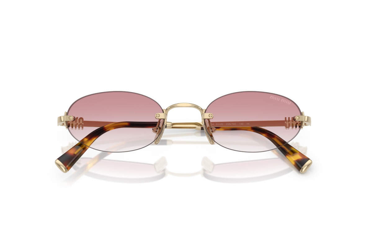 Miu Miu Logo MU A54S ZVN70O Round Sunglasses in Gold / Pink Gradient Lens