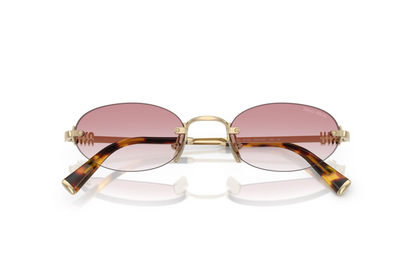 Miu Miu Logo MU A54S ZVN70O Round Sunglasses in Gold / Pink Gradient Lens