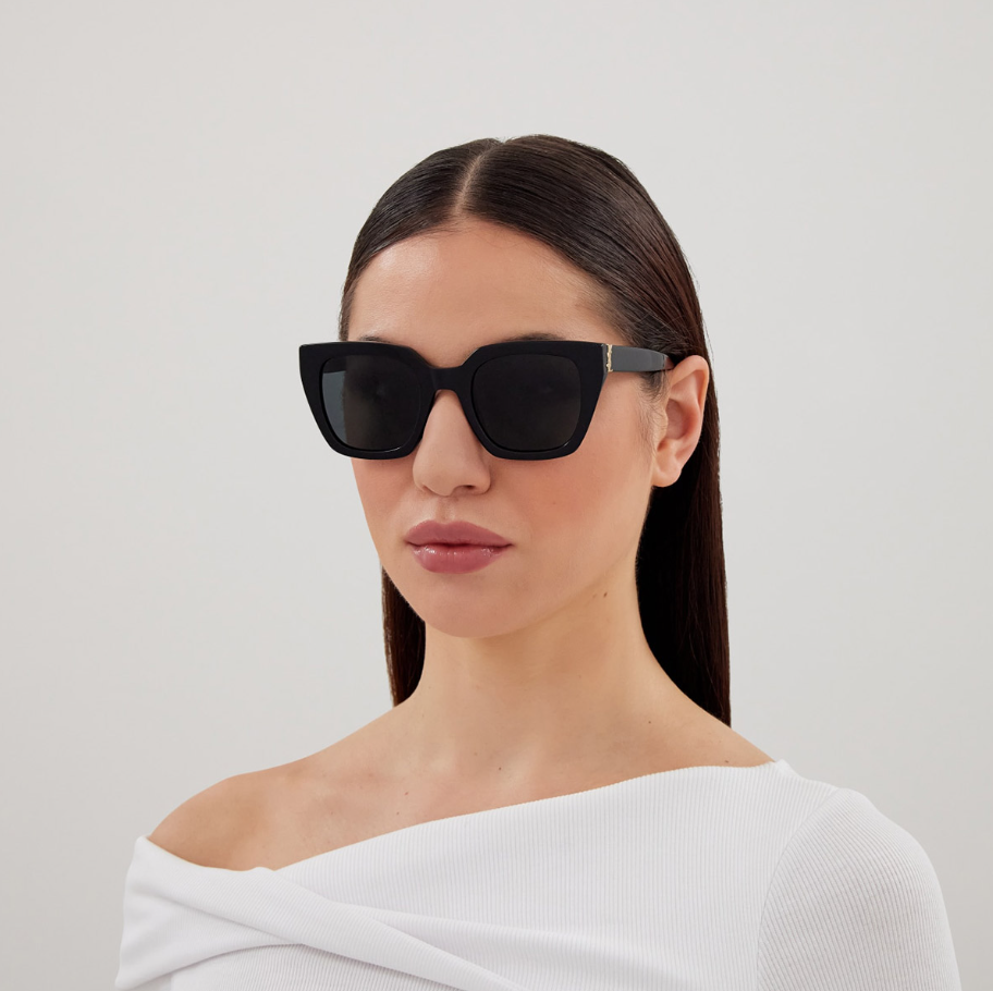 SAINT LAURENT SL M143 001 Black Grey Women's 51 mm Sunglasses