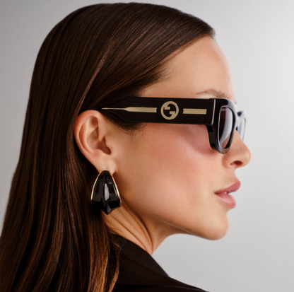 GUCCI G1558SK 001 Emblem Black Grey 51 mm Women's Sunglasses