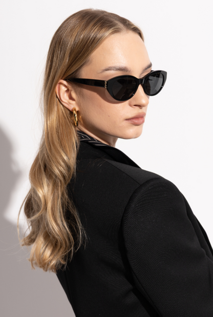 Saint Laurent SL M148 001 Sunglasses Women's Black/Grey Full Rim Oval Shape 54mm