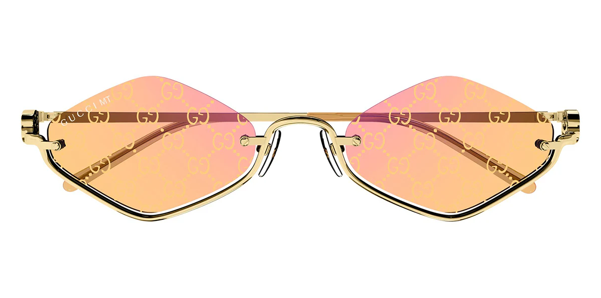 GUCCI GG1604S 004 Gold Semi Rimless Cat Eye Sunglasses Women