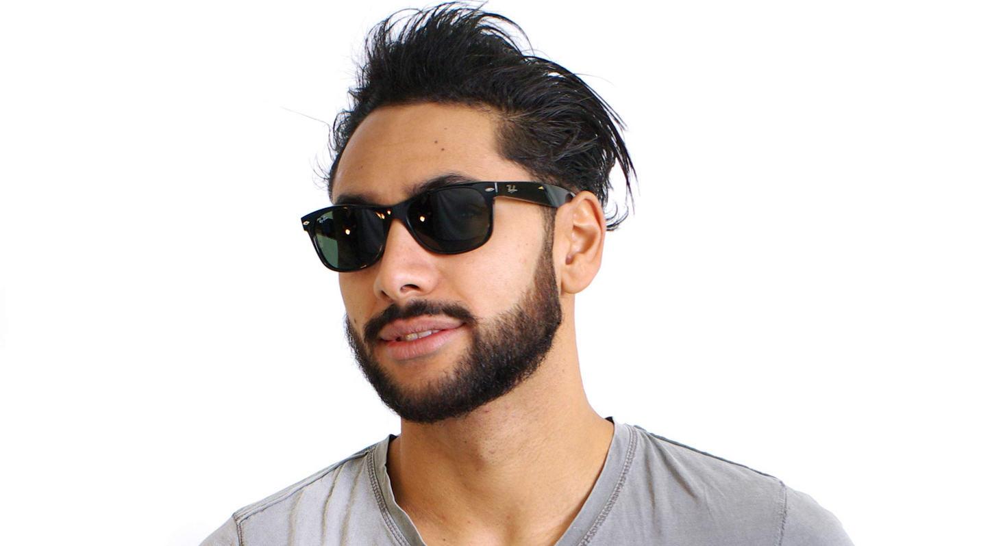 Ray-Ban New Wayfarer Polished Black/G15 Green 55 mm Sunglasses RB2132 901L 55-18