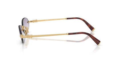 Miu Miu MU A54S 5AK04O Gold Gradient Light Grey Oval Rimless Sunglasses
