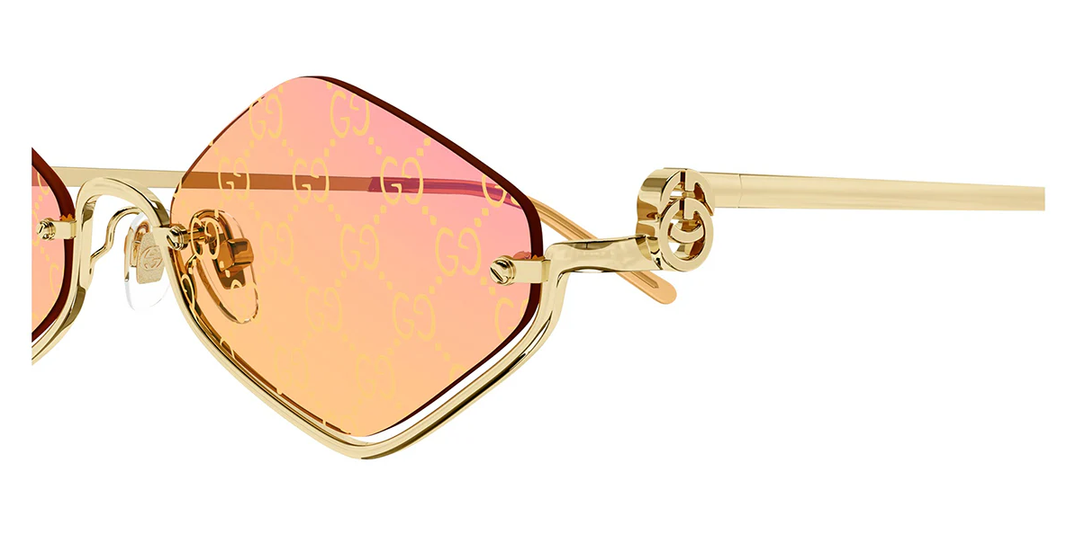 GUCCI GG1604S 004 Gold Semi Rimless Cat Eye Sunglasses Women