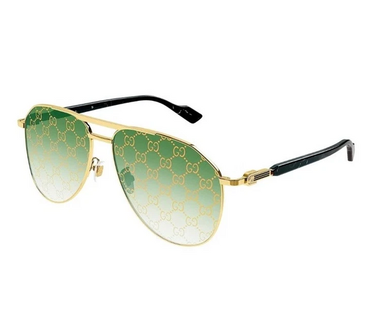 Gucci GG1220S-004 Gold & Black Marble / Green Gradient Sunglasses