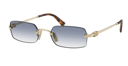 Miu Miu Logo MU B50S ZVN80O Square Sunglasses in Gold / Blue Gradient Lens