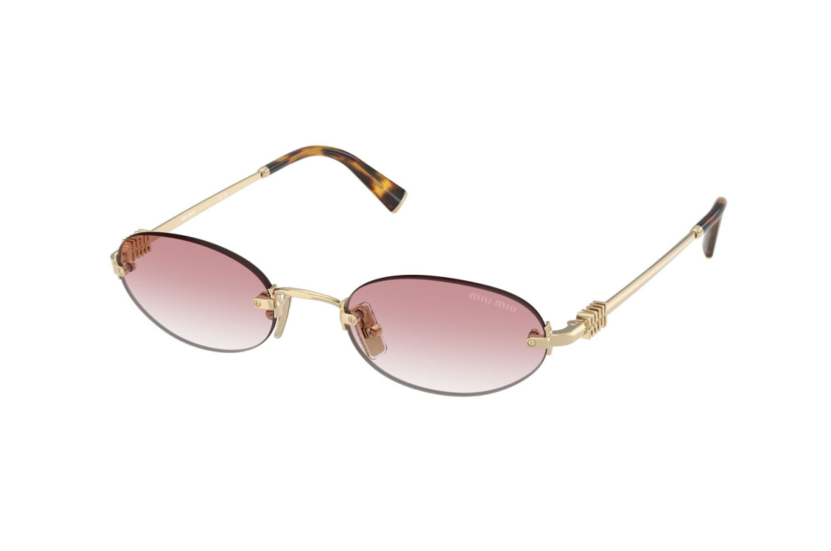 Miu Miu Logo MU A54S ZVN70O Round Sunglasses in Gold / Pink Gradient Lens
