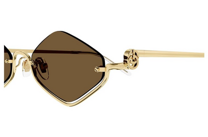 GUCCI GG1604S 002 Gold Brown Lens Rimless Women Sunglasses