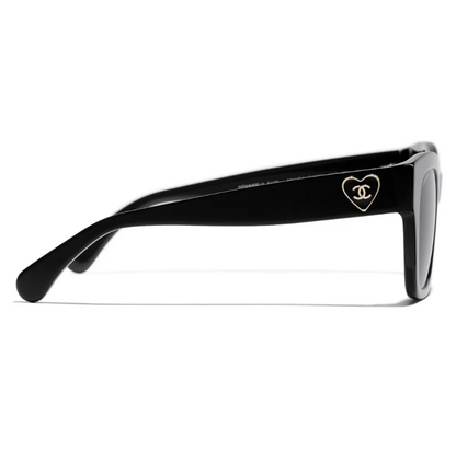 Chanel 5478 Black & Gold Square Heart Sunglasses