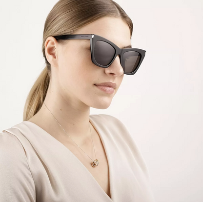 Saint Laurent Sunglasses SL 214 Kate Thin 001 Shiny Black Gray