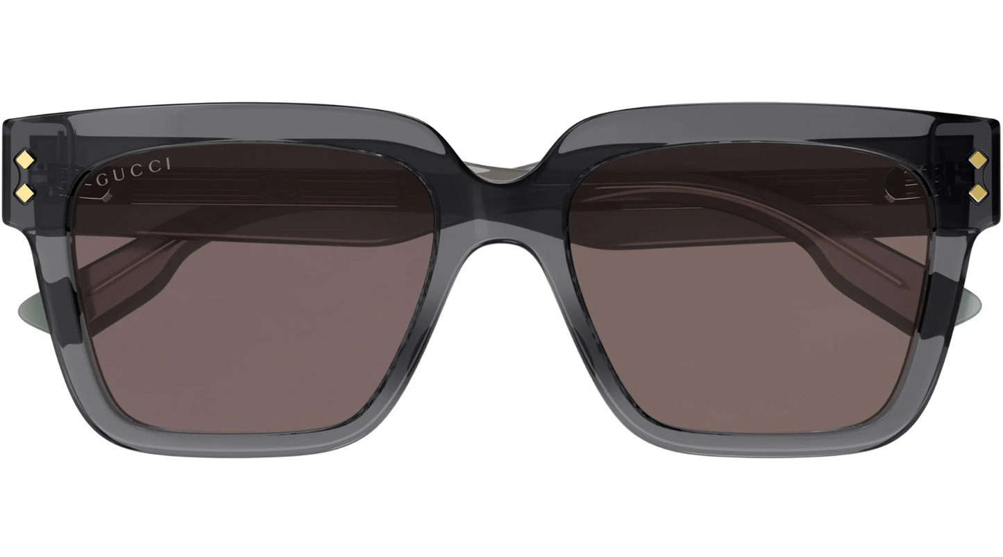 GUCCI GG1084S 004 Rectangular Squared Grey Dark Brown 54 mm Men's Sunglasses