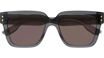 GUCCI GG1084S 004 Rectangular Squared Grey Dark Brown 54 mm Men's Sunglasses