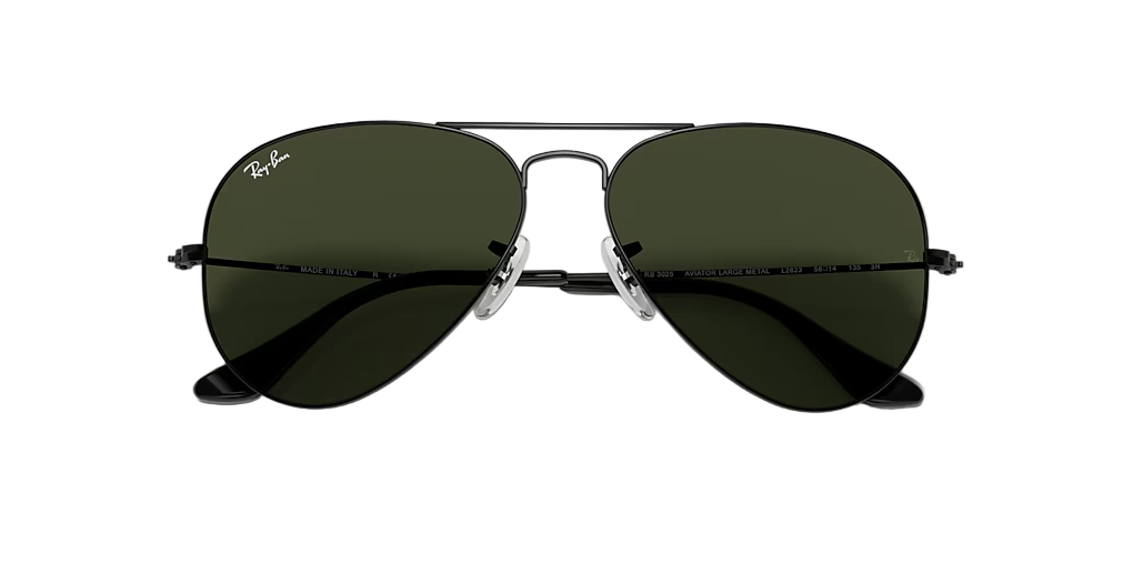 Ray Ban 3025 002/58 Black Classic Aviator Sunglasses Polarized 58 mm