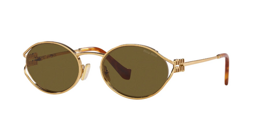 Miu Miu Sunglasses MU 52YS 7OE01T Brass Gold Dark Brown Woman