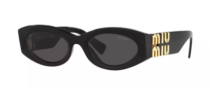 Miu Miu Glimpse SMU11S Black Grey Lens Round Sunglasses