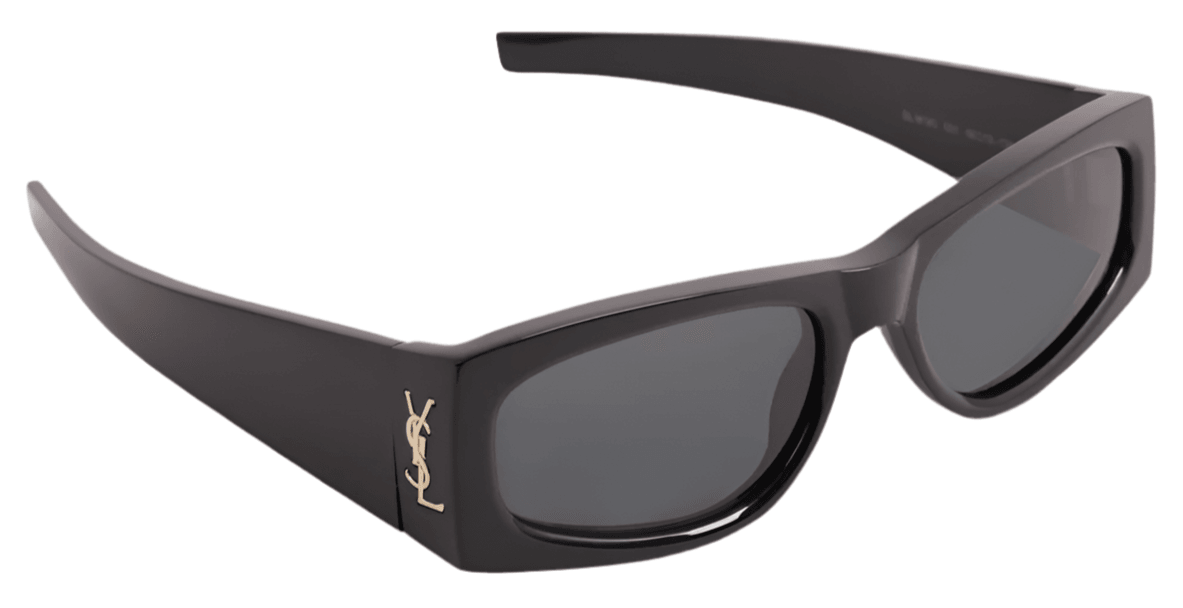 Saint Laurent Sunglasses SL-M140/F-001 Rectangle Black Frame Grey Lens - ModaBlvck