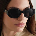 Celine Cl40194U Oval Cat Eye Black Sunglasses - ModaBlvck
