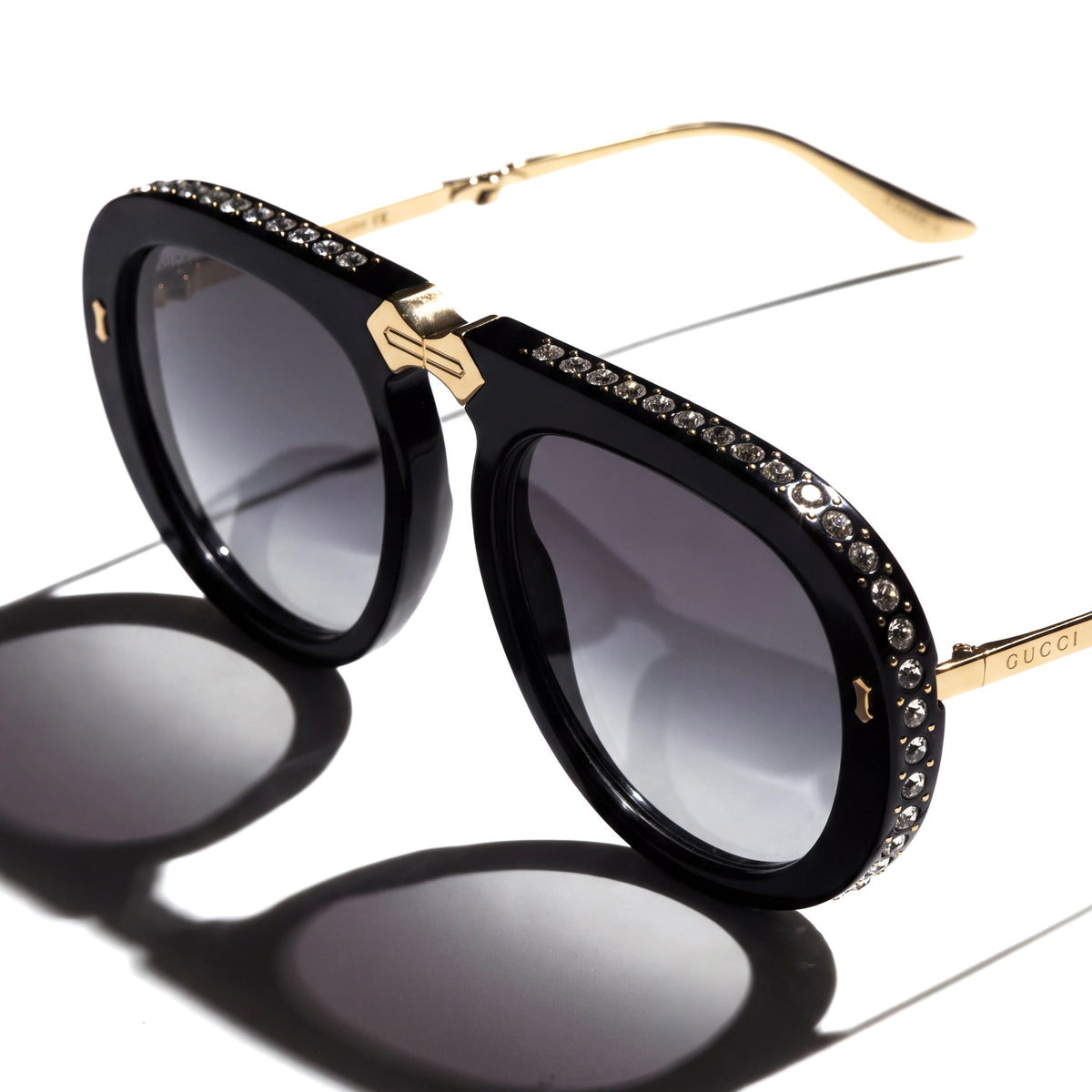 Gucci GG0307S Blue Crystals Engraved Sunglasses