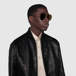 Gucci GG1163S 001 Gold-Havana/Grey Sunglasses - ModaBlvck