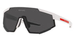 Prada PS04WS White Linea Rossa Shield Visor Sunglasses - ModaBlvck
