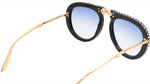 Gucci GG0307S Blue Crystals Engraved Sunglasses - ModaBlvck