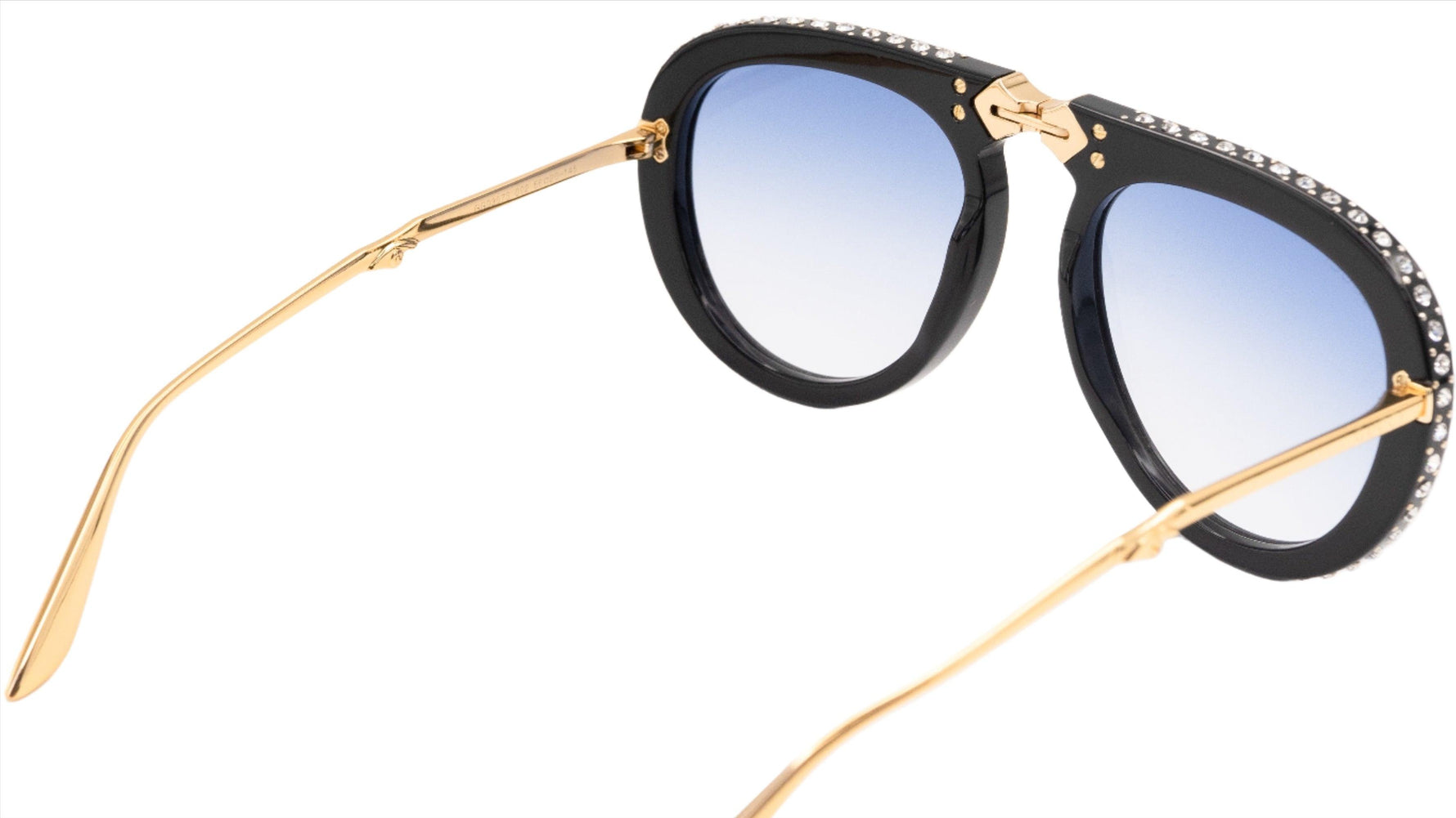 Gucci GG0307S Blue Crystals Engraved Sunglasses - ModaBlvck