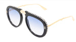 Gucci GG0307S Blue Crystals Engraved Sunglasses - ModaBlvck