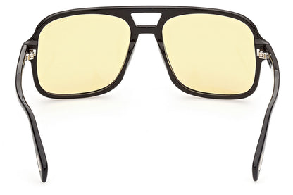 Tom Ford FT0884 01E Square Pilot Sunglasses Black / Yellow Lens