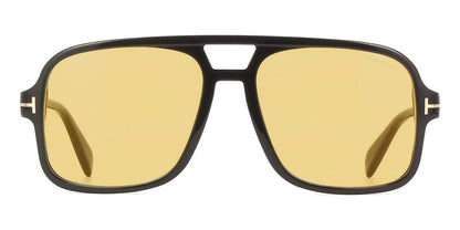 Tom Ford FT0884 01E Square Pilot Sunglasses Black / Yellow Lens