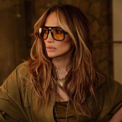 Tom Ford FT0884 01E Square Pilot Sunglasses Black / Yellow Lens