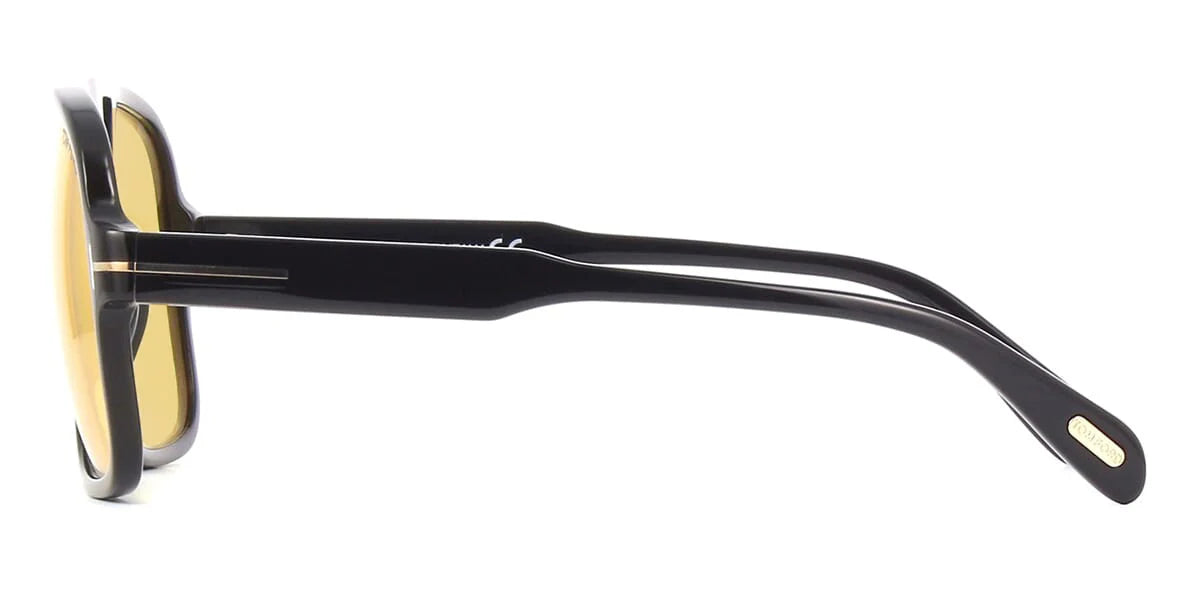 Tom Ford FT0884 01E Square Pilot Sunglasses Black / Yellow Lens