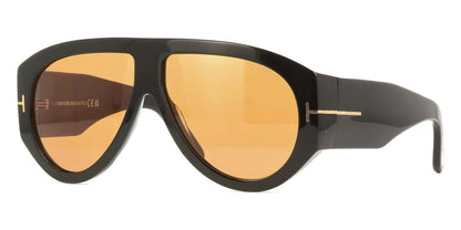 Tom Ford FT1225 01E Pilot Aviator Sunglasses Black / Yellow Lens