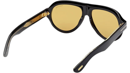Tom Ford FT1225 01E Pilot Aviator Sunglasses Black / Yellow Lens