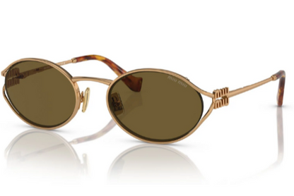 MIU MIU MU52YS 70E01T 54 Metal Oval Gold SUNGLASSES