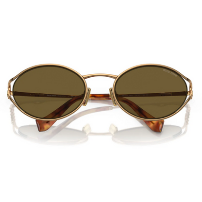 MIU MIU MU52YS 70E01T 54 Metal Oval Gold SUNGLASSES