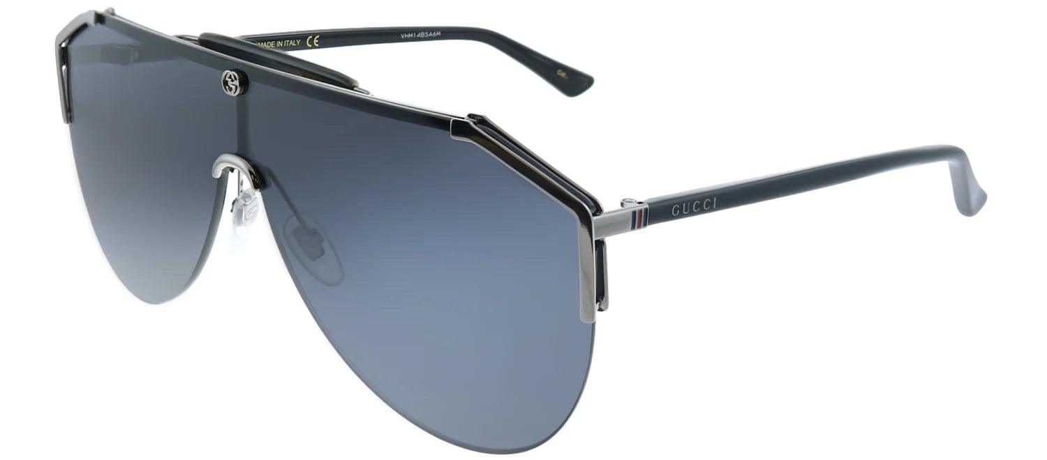 Gucci GG0584S 001 Ruthenium Shiny Black Grey Sunglasses - ModaBlvck