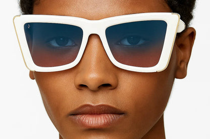 John Richmond RIS.052.03 White & Gold Oversized Square Sunglasses